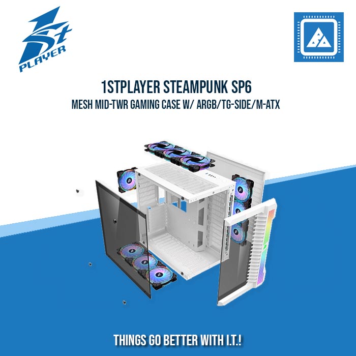 1STPLAYER STEAMPUNK SP6-G TG-FRONT MID-TWR GAMING CASE W/ ARGB/TG-SIDE/M-ATX (BLACK) 1STPLAYER STEAMPUNK SP6-G TG-FRONT MID-TWR GAMING CASE W/ ARGB/TG-SIDE/M-ATX (BLACK)